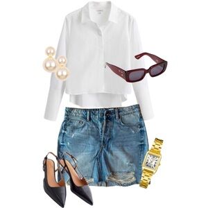 H&M conscious collection distressed denim mini skirt